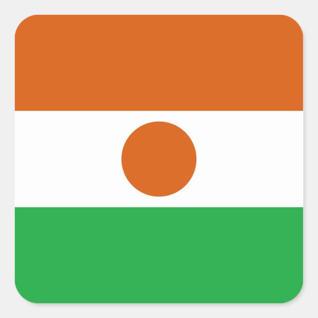 Cuadrada Pegatina de la bandera de Níger (Anverso)