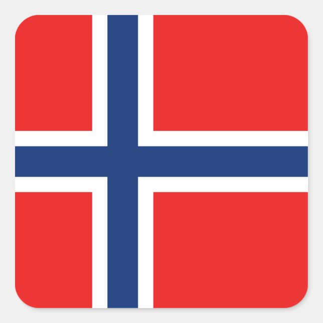 Cuadrada Pegatina de la bandera de Noruega (Anverso)