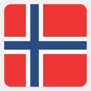Cuadrada Pegatina de la bandera de Noruega