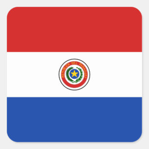 Cuadrada Pegatina de la bandera de Paraguay