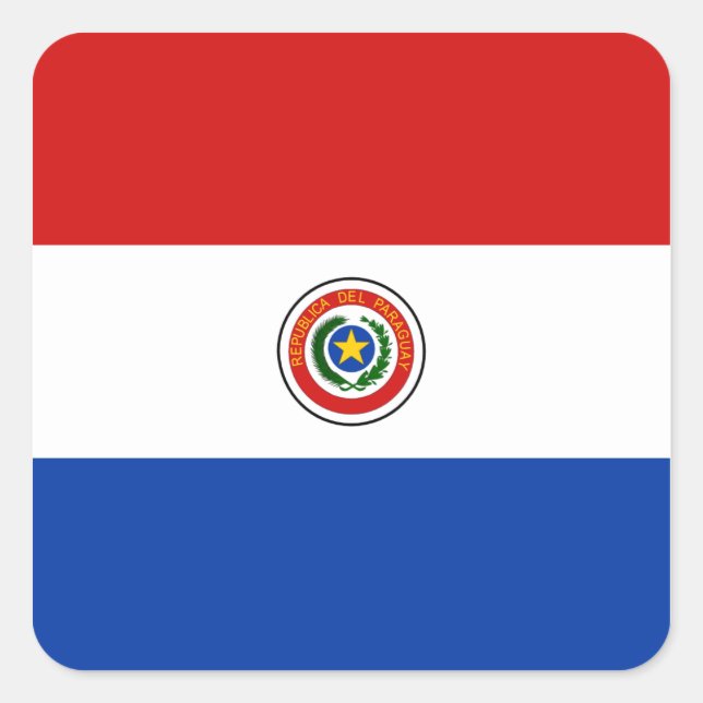 Cuadrada Pegatina de la bandera de Paraguay (Anverso)