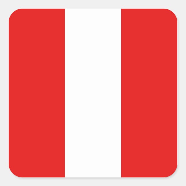 Cuadrada Pegatina de la bandera de Perú (Anverso)