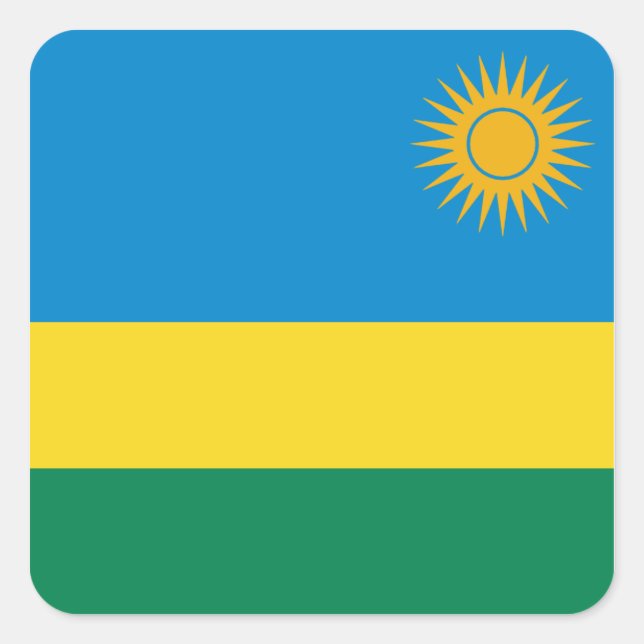 Cuadrada Pegatina de la bandera de Ruanda (Anverso)
