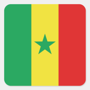 Cuadrada Pegatina de la bandera de Senegal