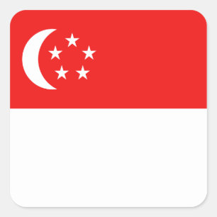 Cuadrada Pegatina de la bandera de Singapur