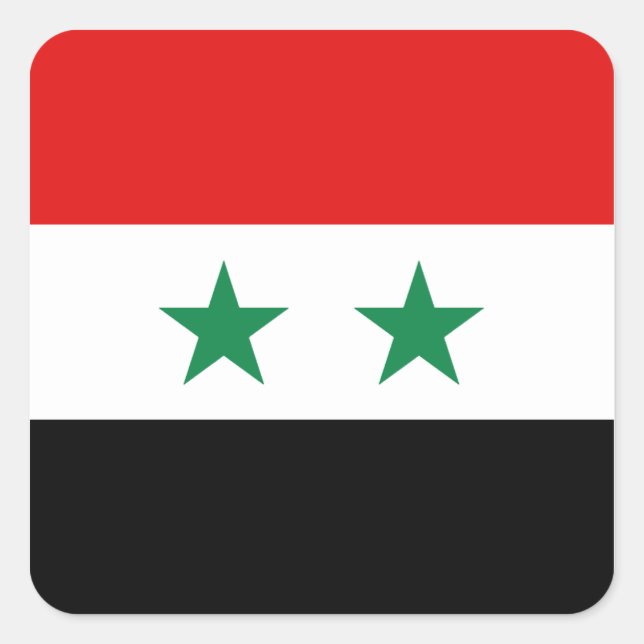 Cuadrada Pegatina de la bandera de Siria (Anverso)
