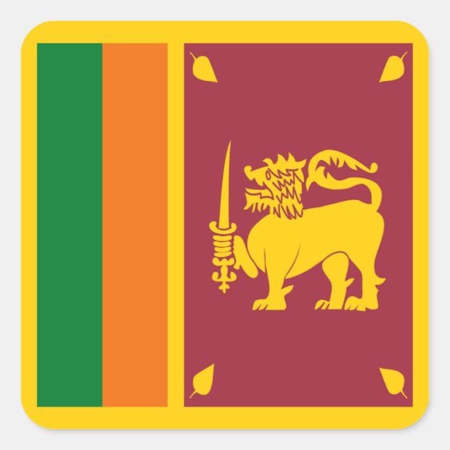 Cuadrada Pegatina de la bandera de Sri Lanka (Anverso)