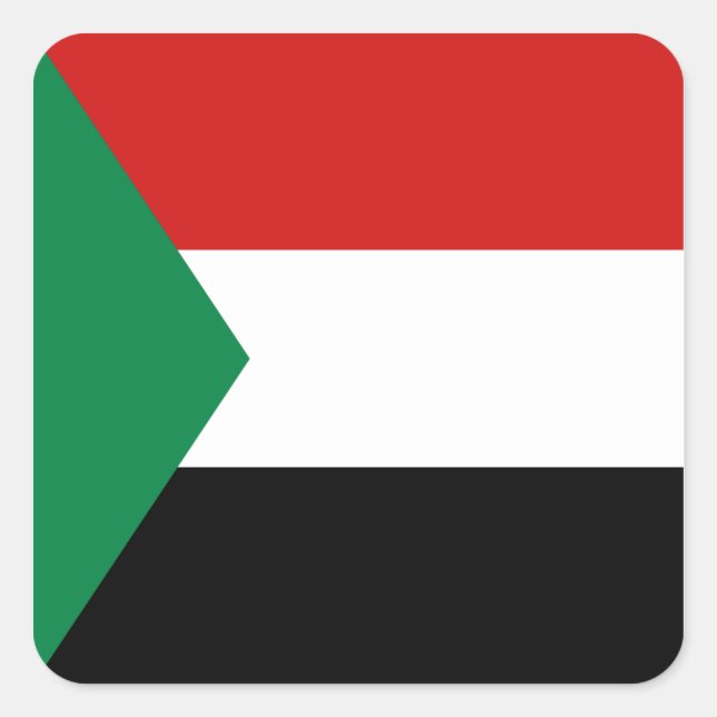 Cuadrada Pegatina de la bandera de Sudán (Anverso)