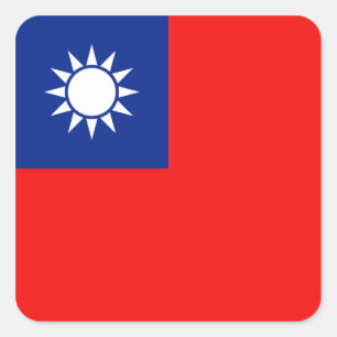 Cuadrada Pegatina de la bandera de Taiwán