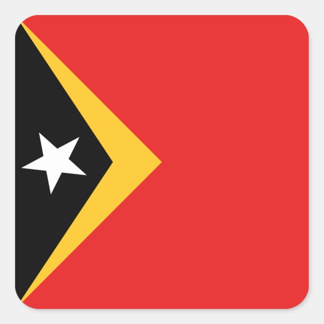 Cuadrada Pegatina de la bandera de Timor Oriental (Anverso)
