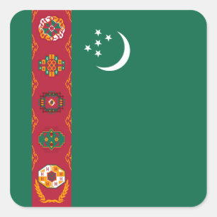 Cuadrada Pegatina de la bandera de Turkmenistán