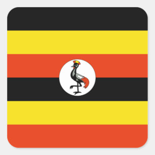 Cuadrada Pegatina de la bandera de Uganda