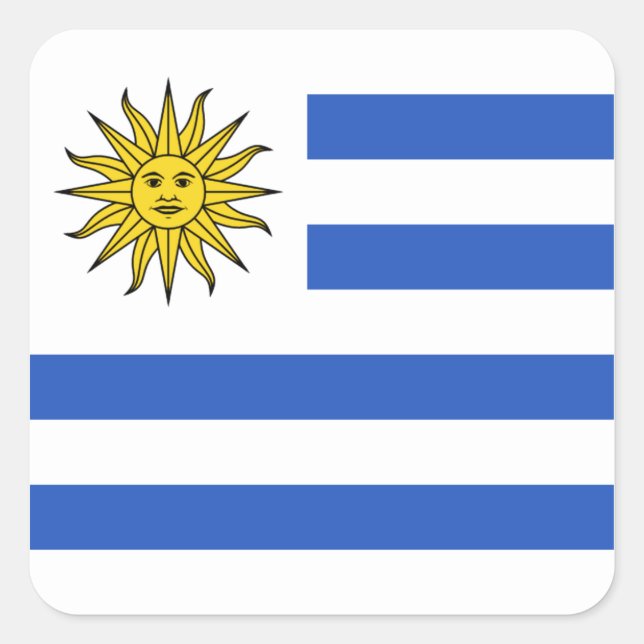 Cuadrada Pegatina de la bandera de Uruguay (Anverso)