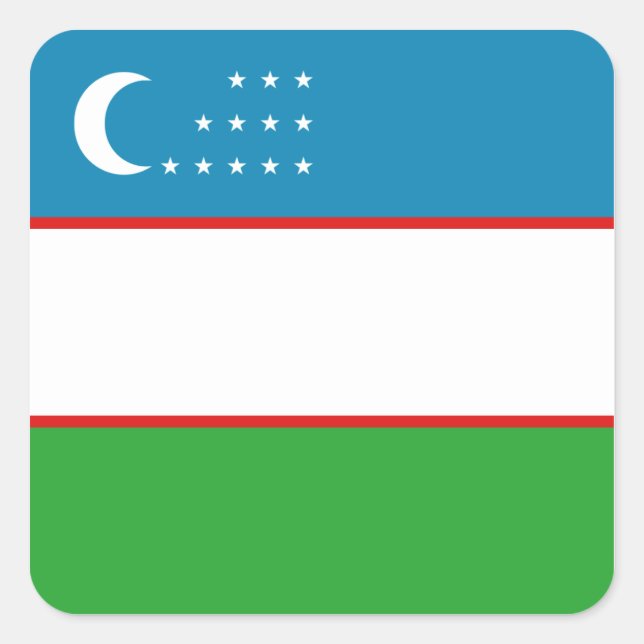 Cuadrada Pegatina de la bandera de Uzbekistán (Anverso)