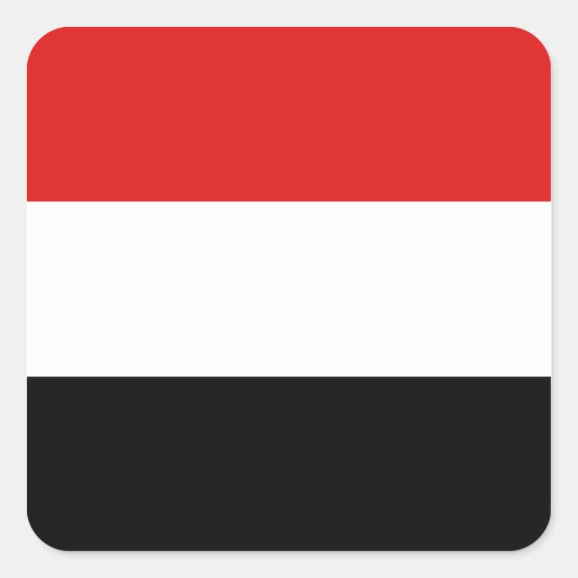 Cuadrada Pegatina de la bandera de Yemen (Anverso)