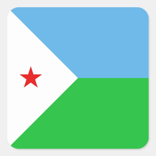 Cuadrada Pegatina de la bandera de Yibuti (Anverso)