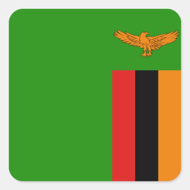 Cuadrada Pegatina de la bandera de Zambia (Anverso)