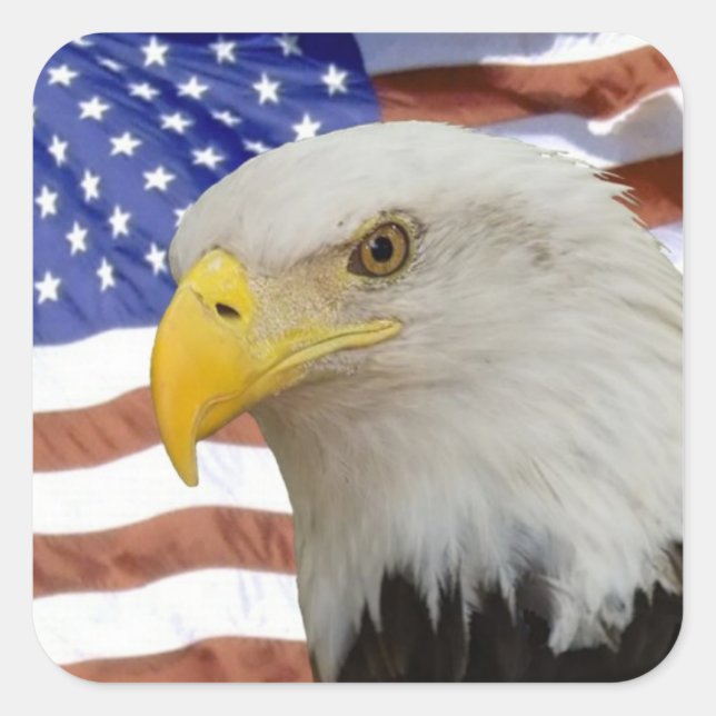 Cuadrada Pegatina de la bandera del águila (Anverso)