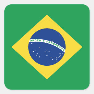 Cuadrada Pegatina de la bandera del Brasil