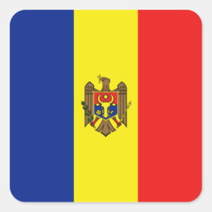 Cuadrada Pegatina de la bandera del Moldavia