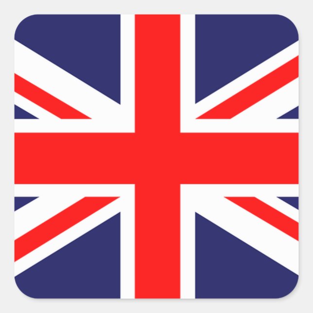 Cuadrada PEGATINA de la bandera del Reino Unido. (Anverso)