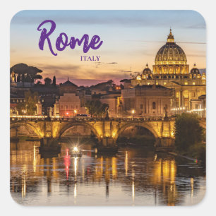 Cuadrada Pegatina de la Basílica de San Pedro Roma Italia