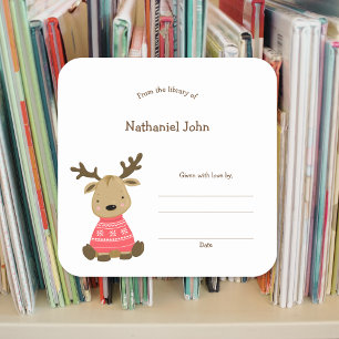 Cuadrada Pegatina de la biblioteca de libros Winter Baby De