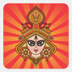 Cuadrada Pegatina de la cara de la diosa Durga