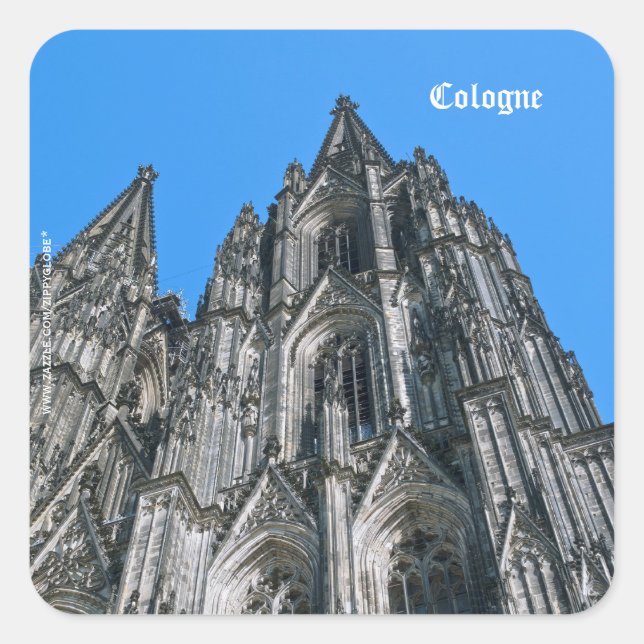 Cuadrada Pegatina de la Catedral de Colonia (Anverso)