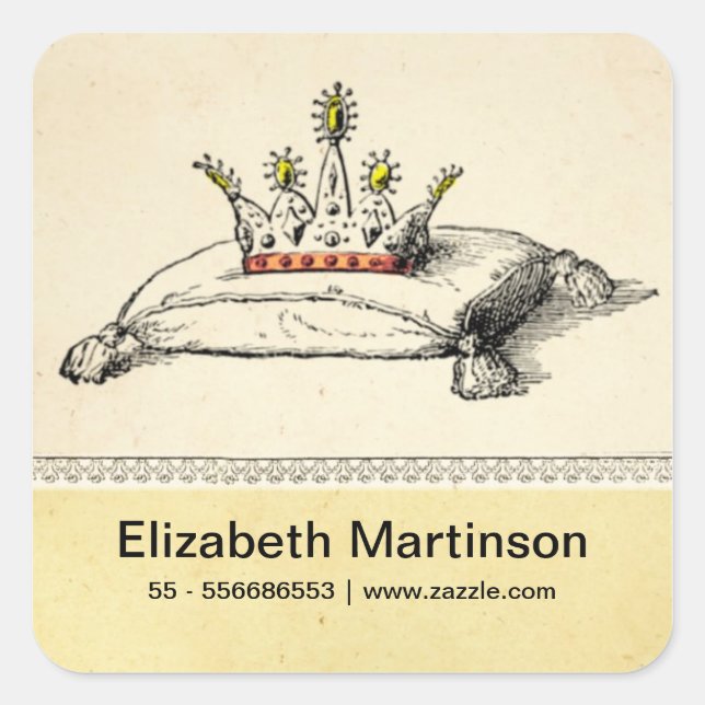 Cuadrada pegatina de la corona (Anverso)