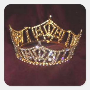 Cuadrada Pegatina de la corona del concurso