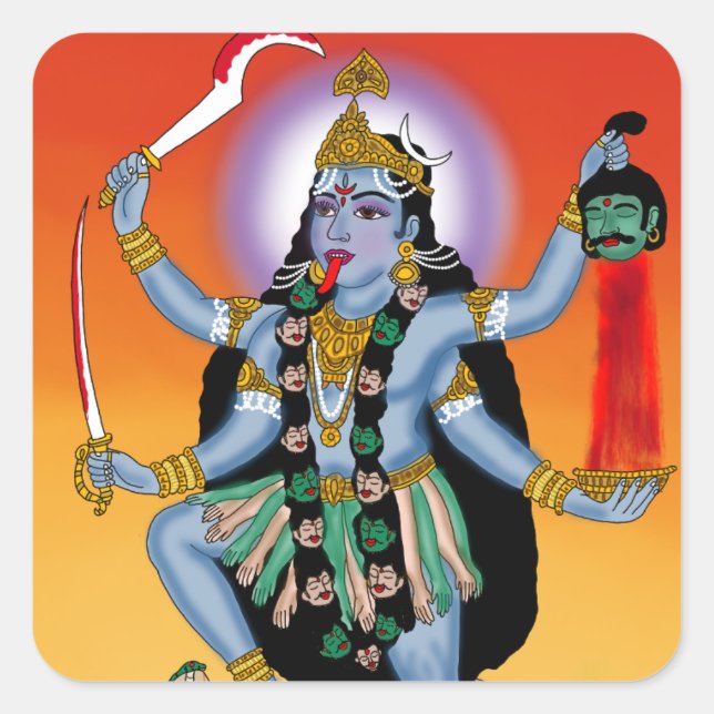 Cuadrada Pegatina de la diosa Kali (Anverso)