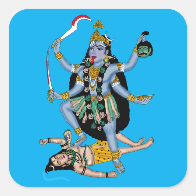 Cuadrada Pegatina de la diosa Kali (Anverso)