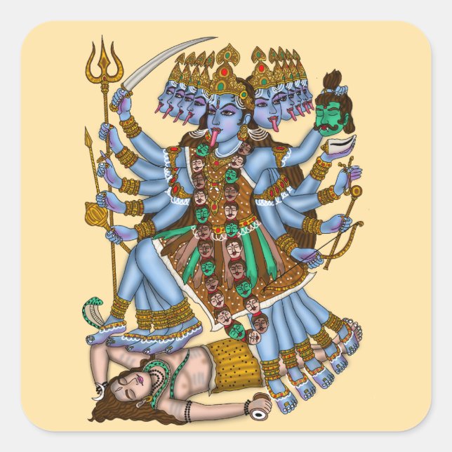 Cuadrada Pegatina de la Diosa Mahakali (Anverso)