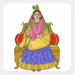 Cuadrada Pegatina de la diosa Radha