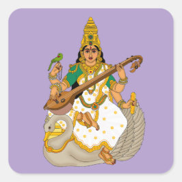 Cuadrada Pegatina de la Diosa Saraswati