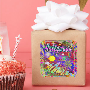 Cuadrada Pegatina de la era Hollywood Nu