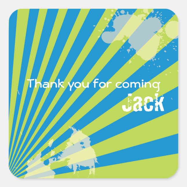 Cuadrada Pegatina de la fiesta de cumpleaños adolescente a  (Anverso)