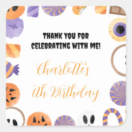 Cuadrada Pegatina de la fiesta de cumpleaños de Halloween