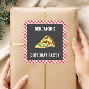 Cuadrada Pegatina de la fiesta de cumpleaños de los niños d