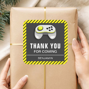Cuadrada Pegatina de la fiesta de cumpleaños de un videojue