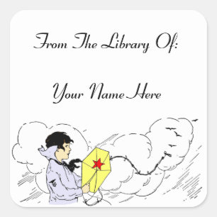 Cuadrada Pegatina de la librería del Personalizado del libr