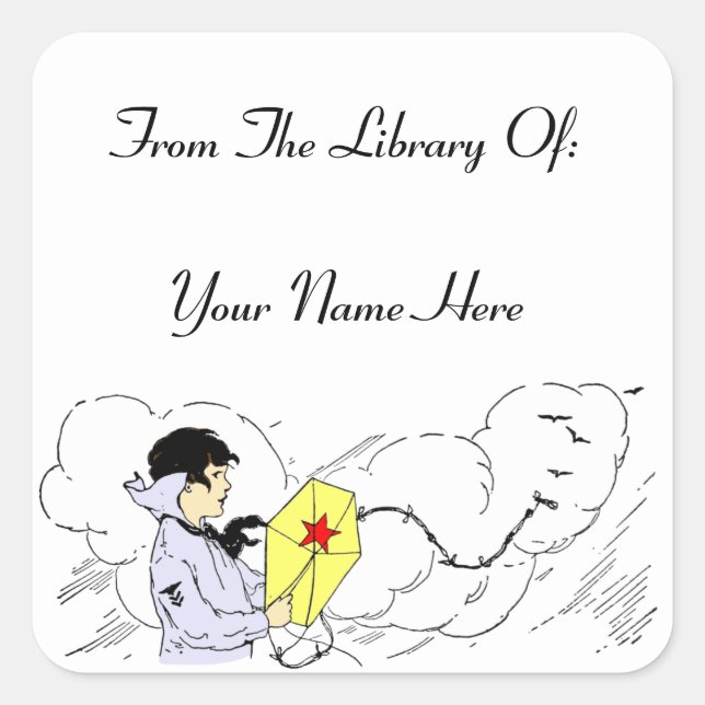 Cuadrada Pegatina de la librería del Personalizado del libr (Anverso)