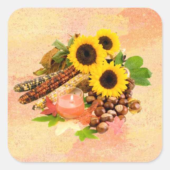 Cuadrada Pegatina de la matriz de acción de gracias 1 (Anverso)