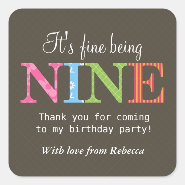 Cuadrada Pegatina de la Novena Fiesta Patterada (Anverso)