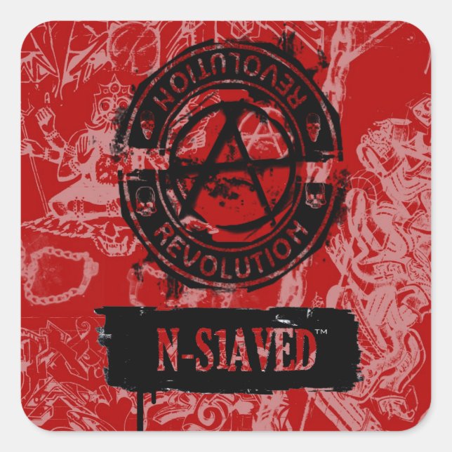 Cuadrada Pegatina de la palmada de la revolución (Anverso)