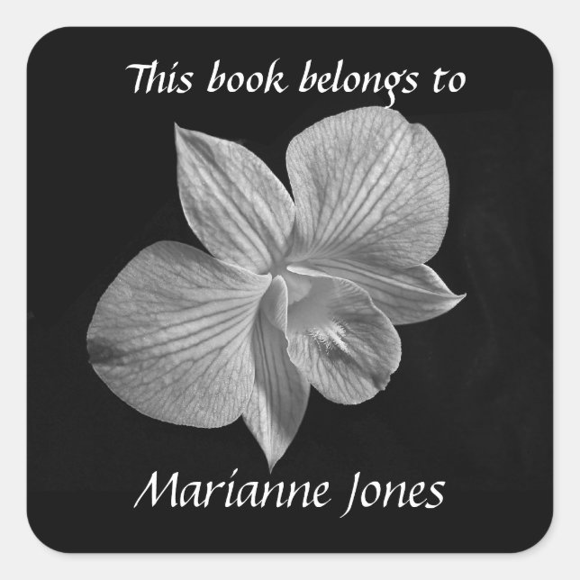 Cuadrada Pegatina de la placa de biblioteca para orquídeas  (Anverso)
