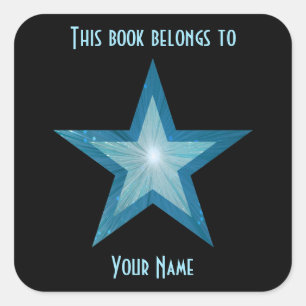 Cuadrada Pegatina de la placa de la estrella azul