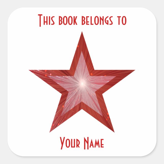 Cuadrada Pegatina de la placa de la estrella roja (Anverso)