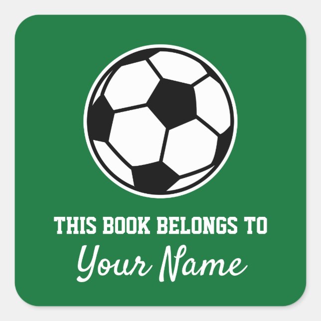Cuadrada Pegatina de la placa de la pelota de fútbol cuadra (Anverso)